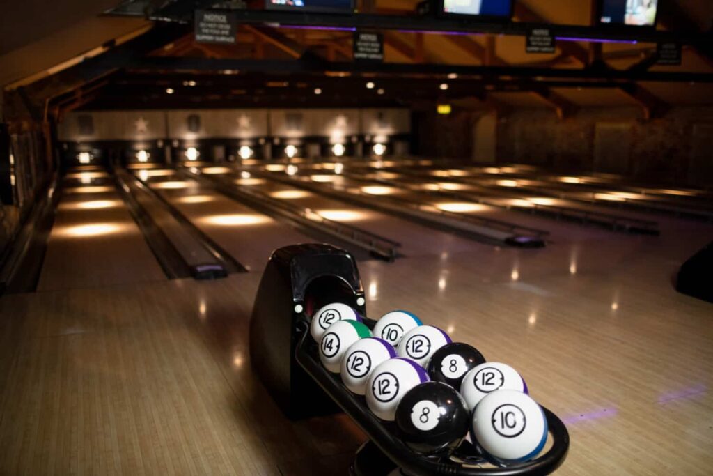 bowling alley with bowling ball