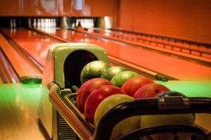 bowling lane and balls